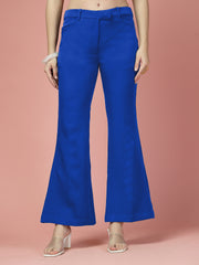Women Solid Long Party Wear Pant High-Rise, Stretchable Pant