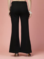Women Solid Long Party Wear Pant High-Rise, Stretchable Pant