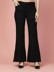 Women Solid Long Party Wear Pant High-Rise, Stretchable Pant