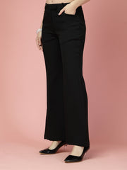 Women Solid Long Party Wear Pant High-Rise, Stretchable Pant