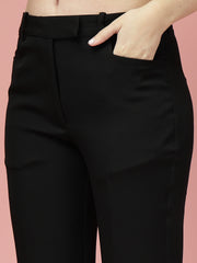 Women Solid Long Party Wear Pant High-Rise, Stretchable Pant