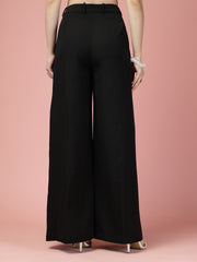 Women Solid Long Party Wear Pant High-Rise, Loose Fit Pant