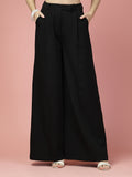 Women Solid Long Party Wear Pant High-Rise, Loose Fit Pant