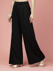 Women Solid Long Party Wear Pant High-Rise, Loose Fit Pant