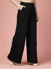 Women Solid Long Party Wear Pant High-Rise, Loose Fit Pant