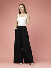 Women Solid Long Party Wear Pant High-Rise, Loose Fit Pant