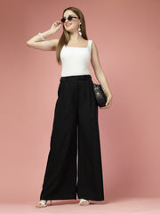 Women Solid Long Party Wear Pant High-Rise, Loose Fit Pant