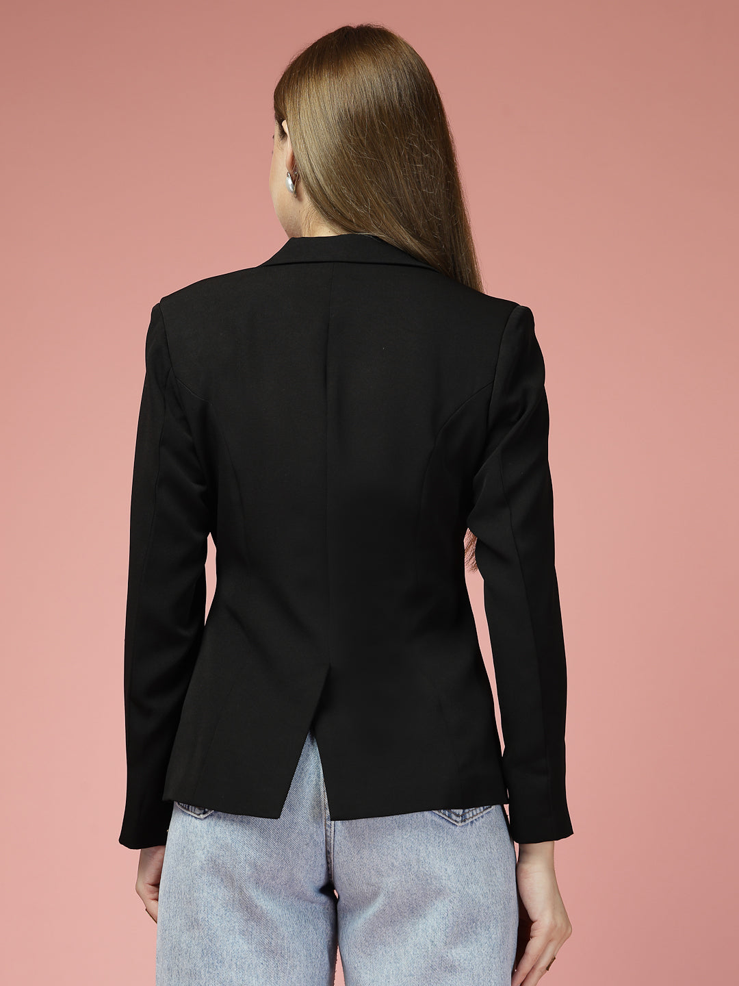 Women Solid Single-Breasted notched lapel Collar Formal Blazer