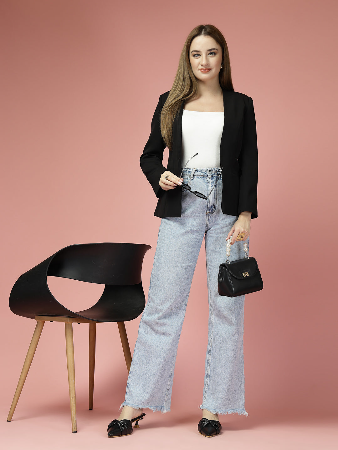 Women Solid Single-Breasted Shawl Collar Formal Blazer
