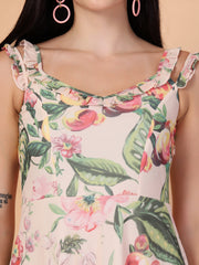 Solid Georgette Long Dress, Neck Frill Sleeveless
