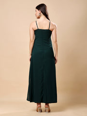 Solid Georgette Long Casual Dress With Georgette Front Frill