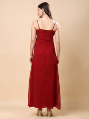 Solid Georgette Long Casual Dress With Georgette Front Frill