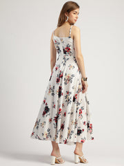 Women's Floral Print Maxi Dress, V-Neck, Sleeveless