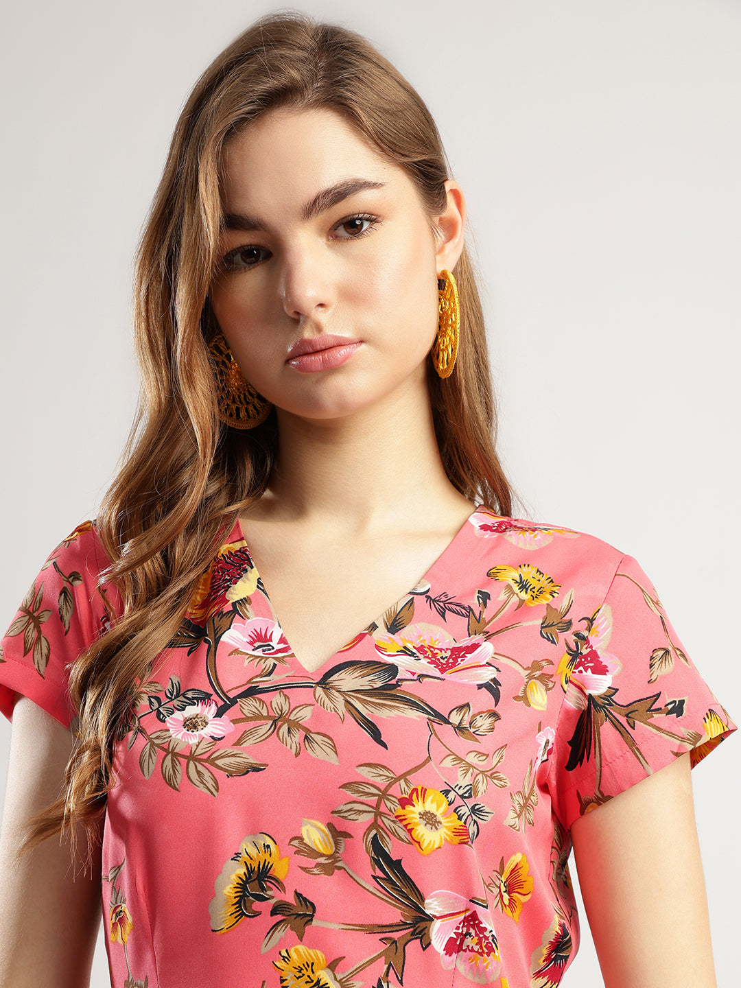 Floral Print Maxi Dress for Women, Pink, Fit and Flare Style