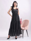 Women's Polka Dot Georgette Maxi Dress