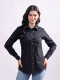 Black Button Down Shirt Long Sleeve With Embroidery Work
