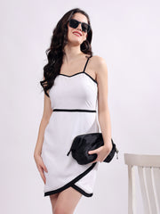 Women's Georgette Dress White & Black
