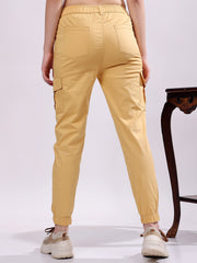 Women Pure Cotton Mid-Rise Cargo Joggers