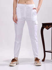 Women Pure Cotton Mid-Rise Cargo Joggers