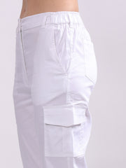 Women Pure Cotton Mid-Rise Cargo Joggers