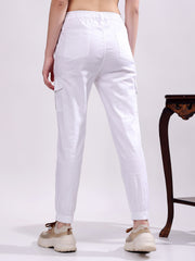 Women Pure Cotton Mid-Rise Cargo Joggers