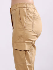Women Pure Cotton Mid-Rise Cargo Joggers