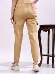 Women Pure Cotton Mid-Rise Cargo Joggers