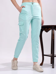Women Pure Cotton Mid-Rise Cargo Joggers