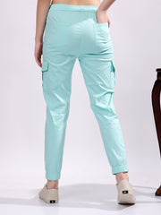 Women Pure Cotton Mid-Rise Cargo Joggers