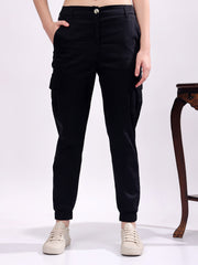 Women Pure Cotton Mid-Rise Cargo Joggers