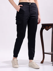 Women Pure Cotton Mid-Rise Cargo Joggers