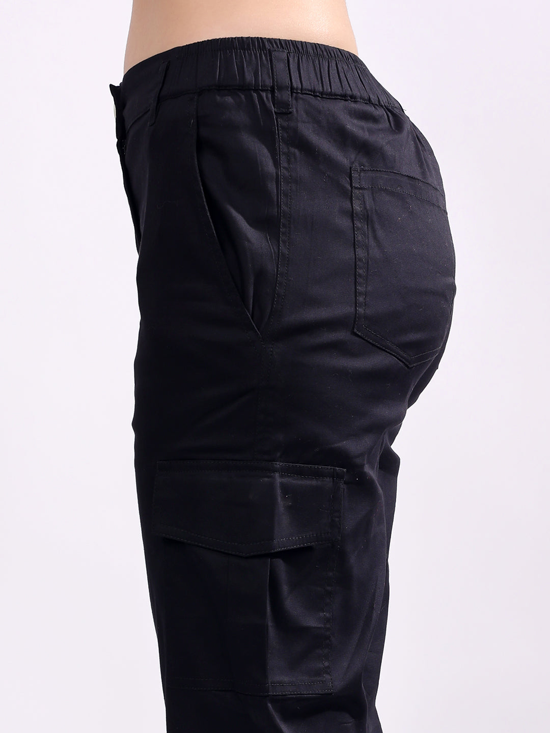 Women Pure Cotton Mid-Rise Cargo Joggers