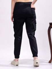Women Pure Cotton Mid-Rise Cargo Joggers