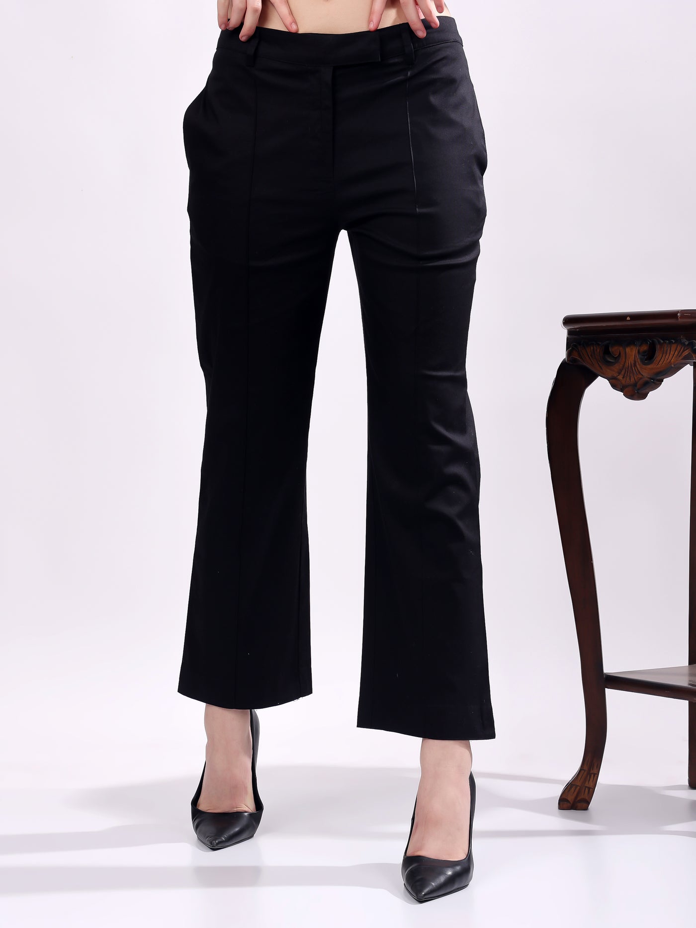 Women Pure Cotton Mid Rise Formal Pant