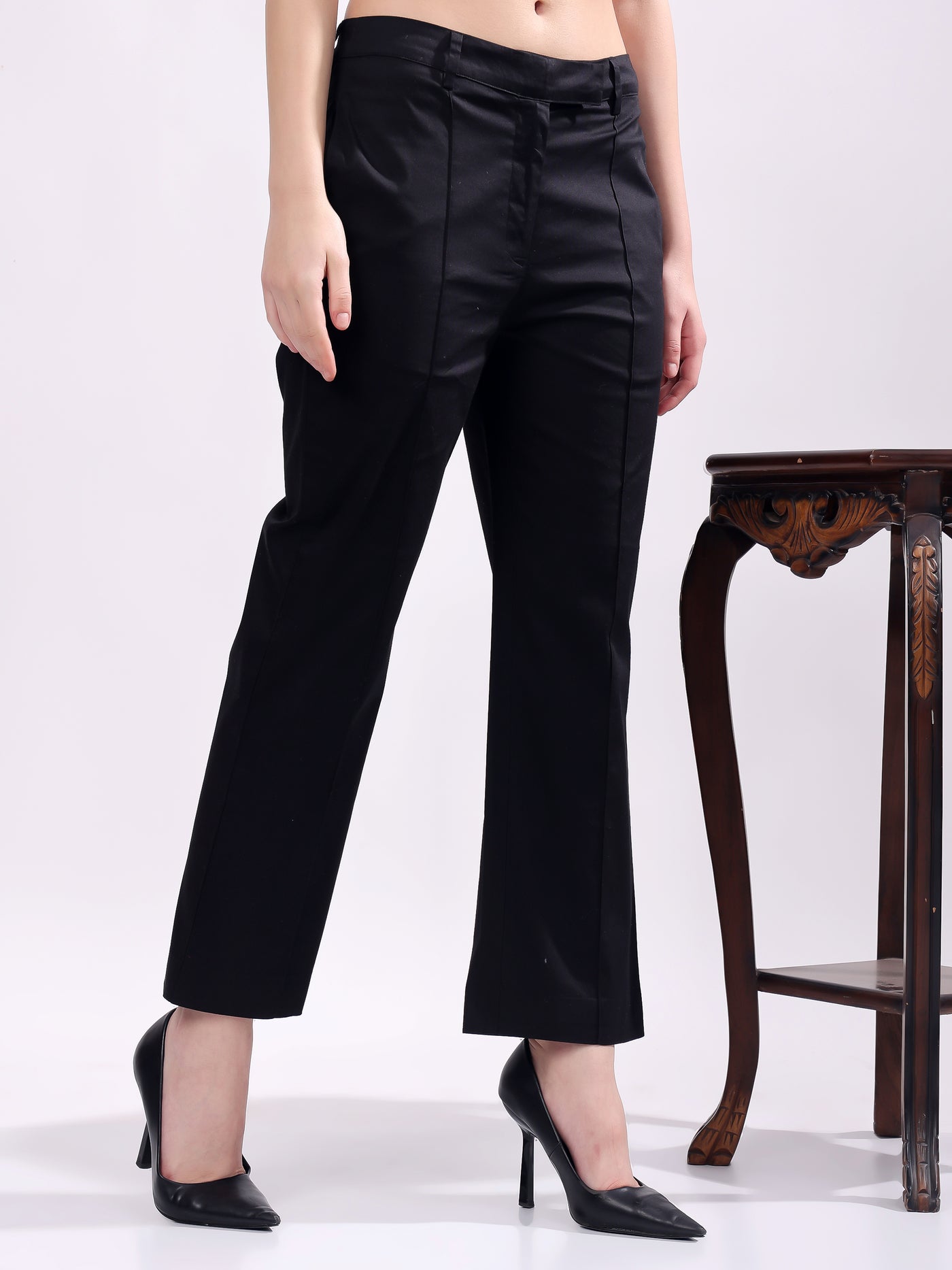 Women Pure Cotton Mid Rise Formal Pant
