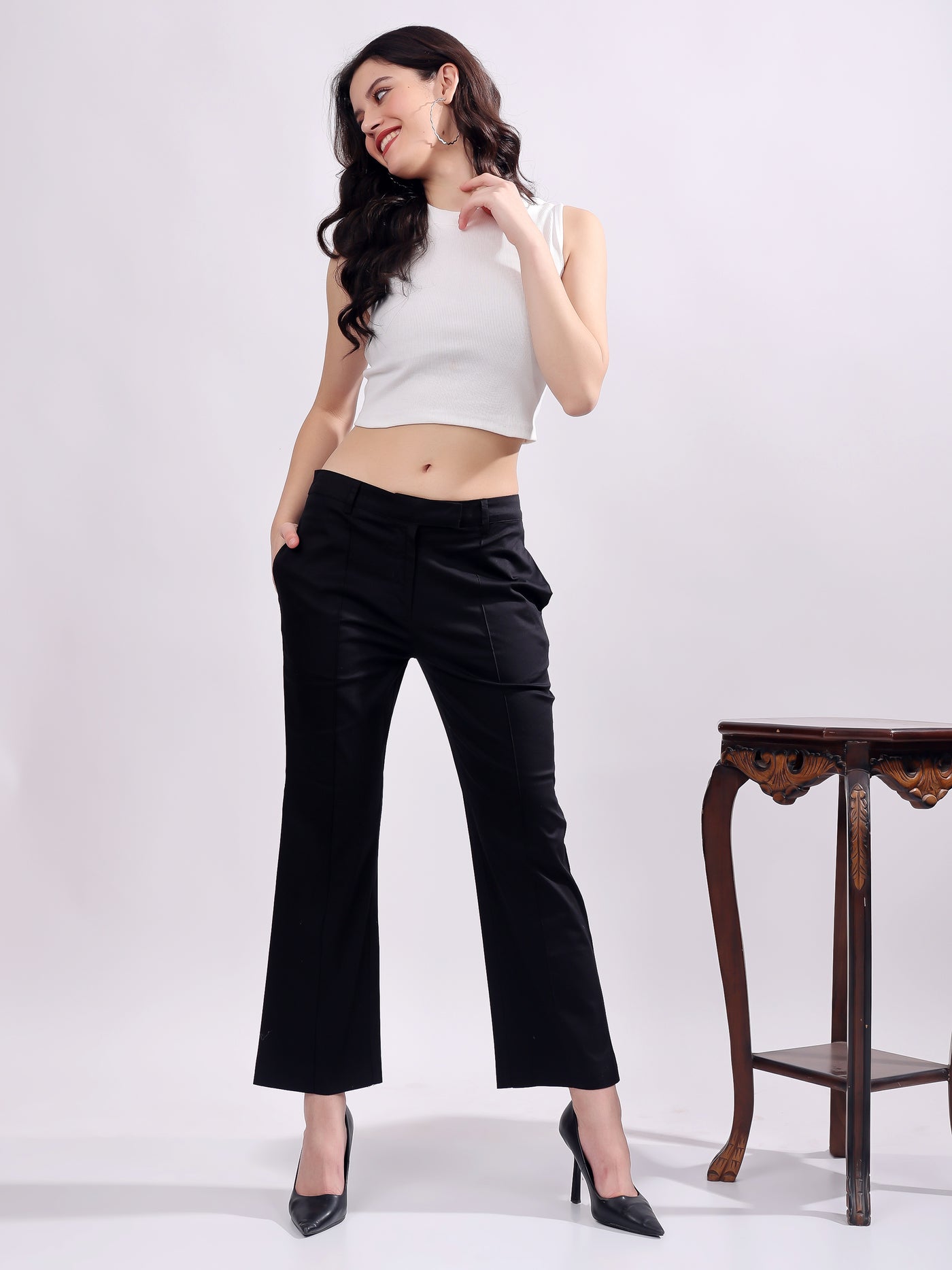 Women Pure Cotton Mid Rise Formal Pant
