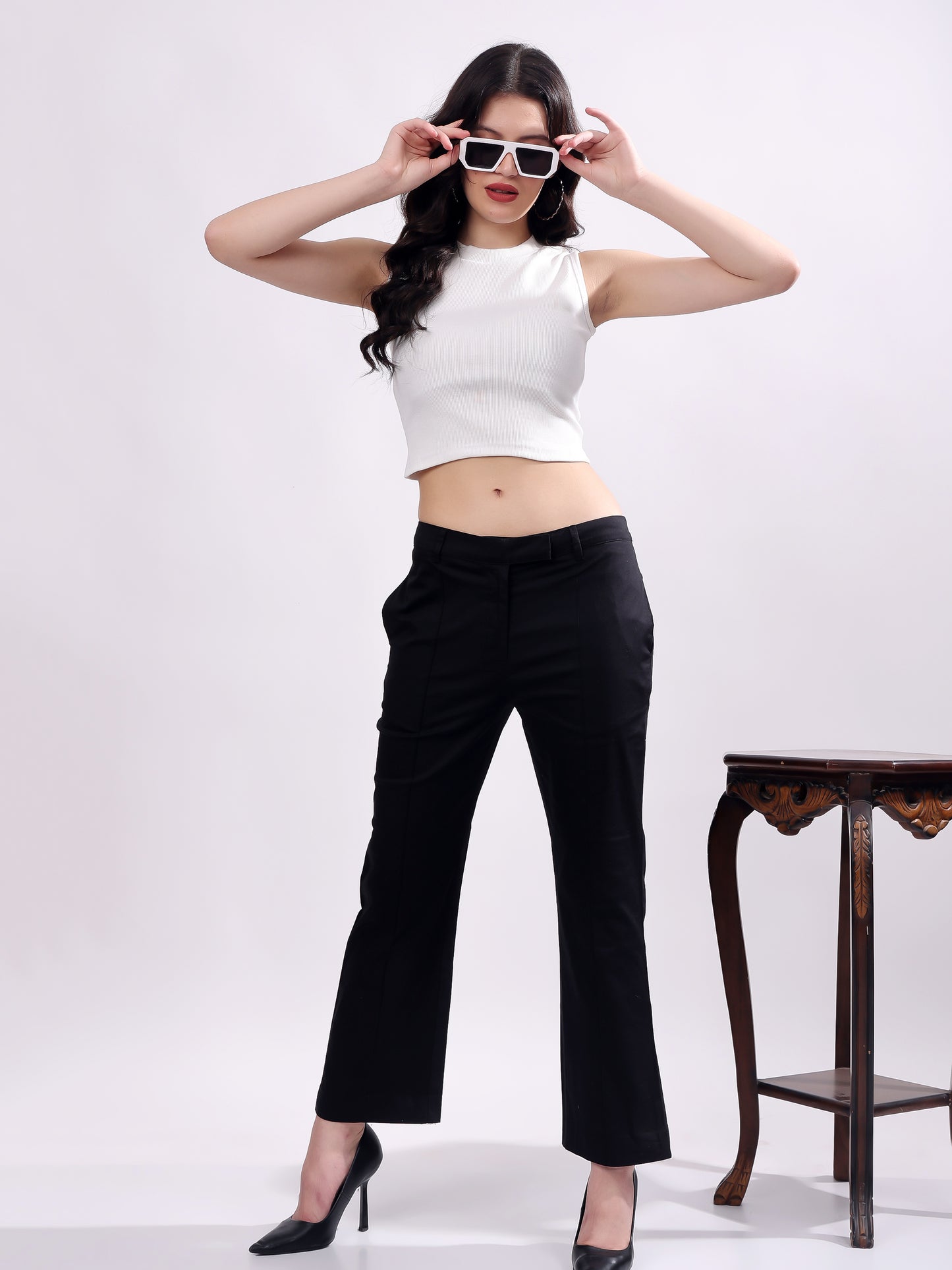 Women Pure Cotton Mid Rise Formal Pant
