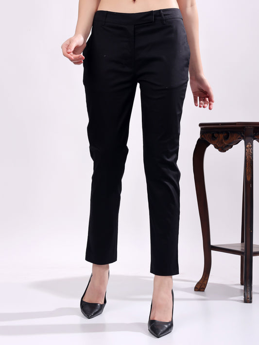 Women Pure Cotton Mid Rise Formal Pant