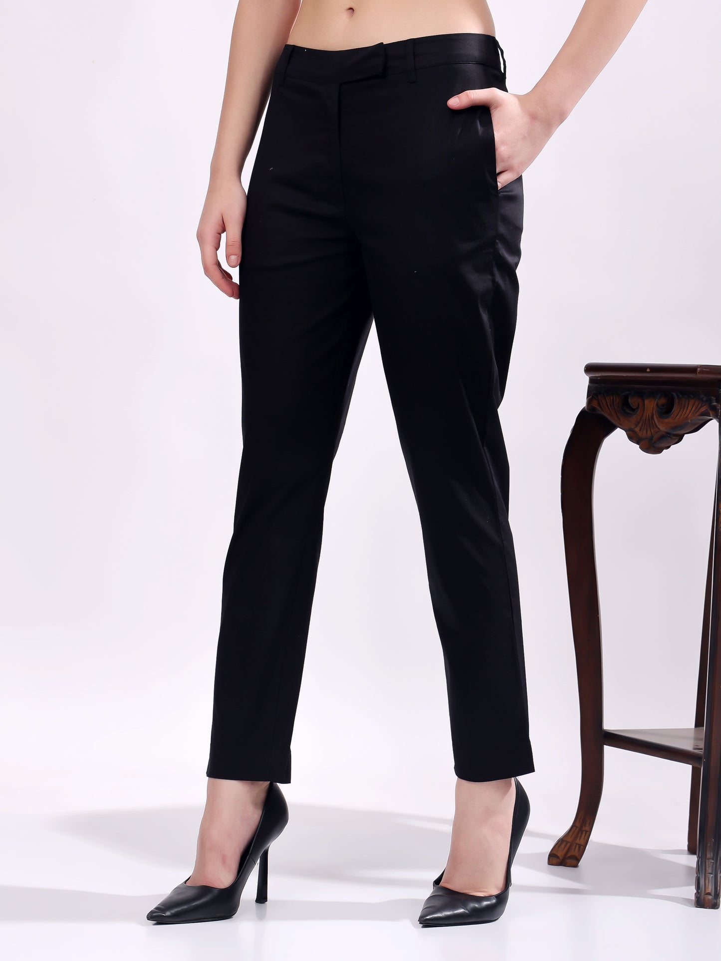 Women Pure Cotton Mid Rise Formal Pant