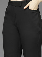 Women Solid Single-Breasted Two-Piece Suit